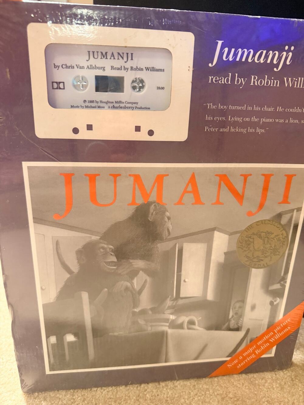 Jumanji Book & Cassette Gift Package Read by Robin Williams Sealed NIB